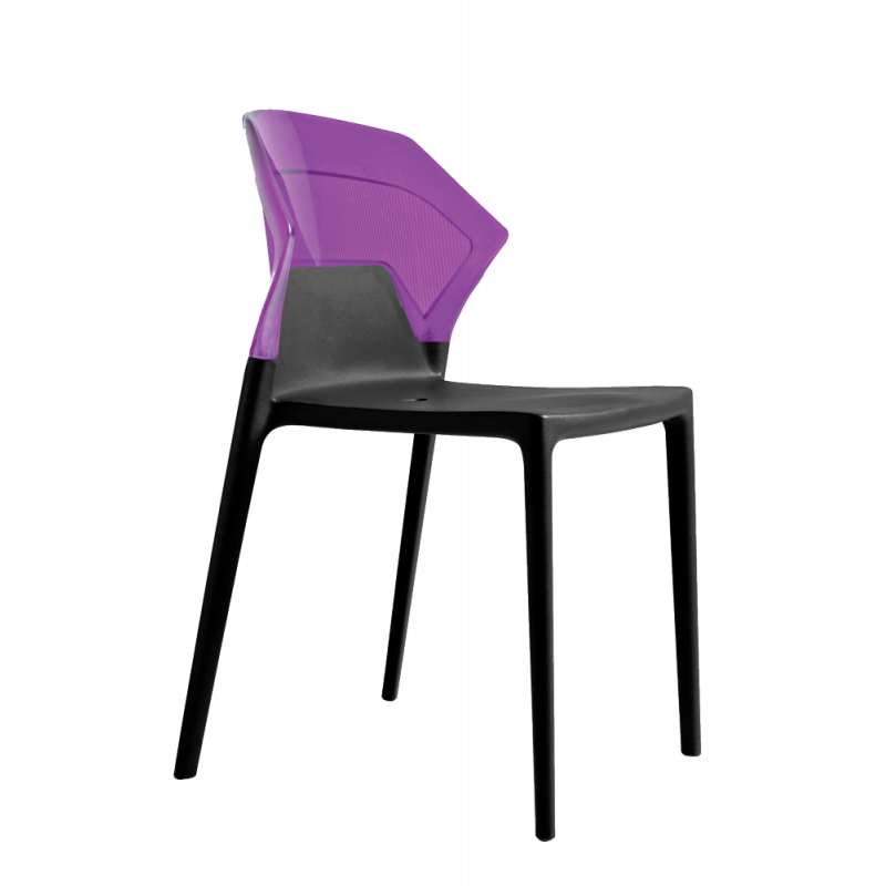 Стул Papatya Ego-S черное сиденье, верх прозрачно-пурпурный