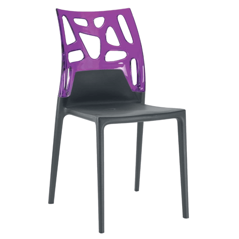 Стілець Papatya Ego-Rock антрацит сидіння, верх прозоро-пурпурний