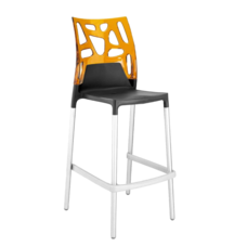 Барный стул Papatya Ego-Rock антрацит сиденье, верх прозрачно-оранжевый