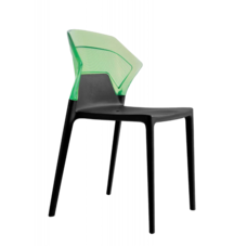 Стул Papatya Ego-S черное сиденье, верх прозрачно-зеленый