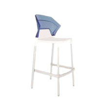 Барний стілець Papatya Ego-S біле сидіння, верх прозоро-синій