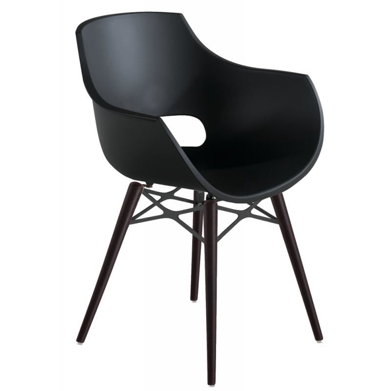 Кресло Papatya Opal-Wox матовый черный, рама лакированный бук венге