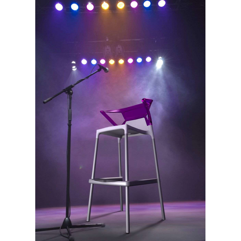 Барное кресло Papatya Ego-K белое сиденье, верх прозрачно-пурпурный