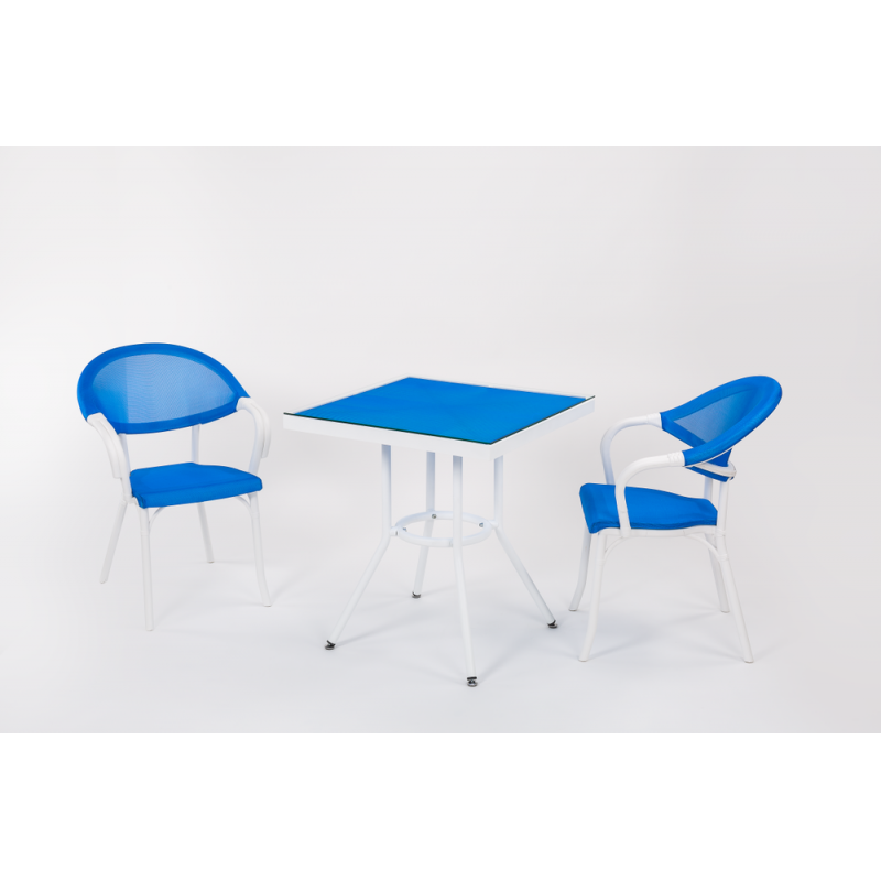 Стол Tilia Kobe 60x60 см столешница из стекла белый темно-синий