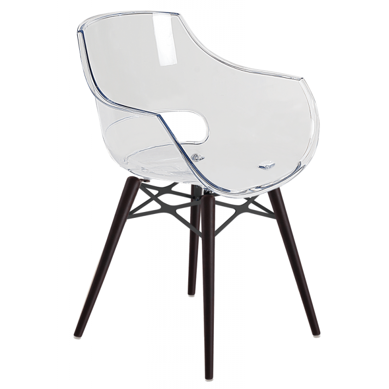 Кресло Papatya Opal-Wox прозрачно-чистое, рама лакированный бук венге