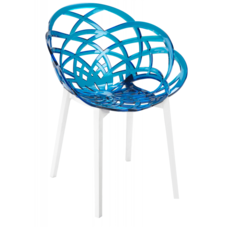 Кресло Papatya Flora прозрачно-синее сиденье, низ белый