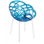 Кресло Papatya Flora прозрачно-синее сиденье, низ белый