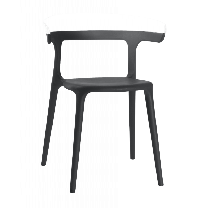 Кресло Papatya Luna черное сиденье, верх белый