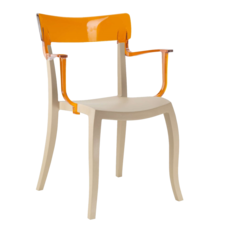 Крісло Papatya Hera-K пісочно-бежеве сидіння, верх прозоро-помаранчевий