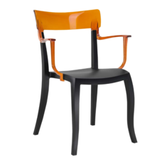 Кресло Papatya Hera-K черное сиденье, верх прозрачно-оранжевый