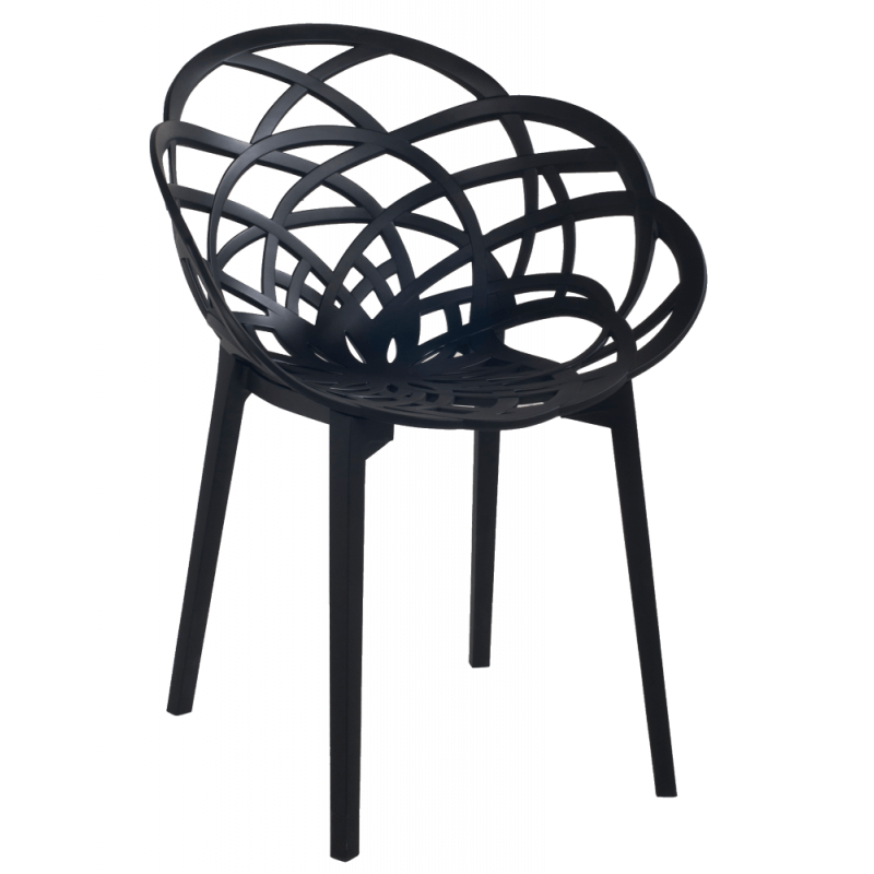 Кресло Papatya Flora матово-черное сиденье, ножки матовые чёрные