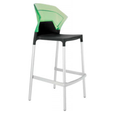 Барный стул Papatya Ego-S черное сиденье, верх прозрачно-зеленый