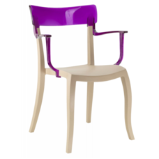 Крісло Papatya Hera-K пісочно-бежеве сидіння, верх прозоро-пурпурний