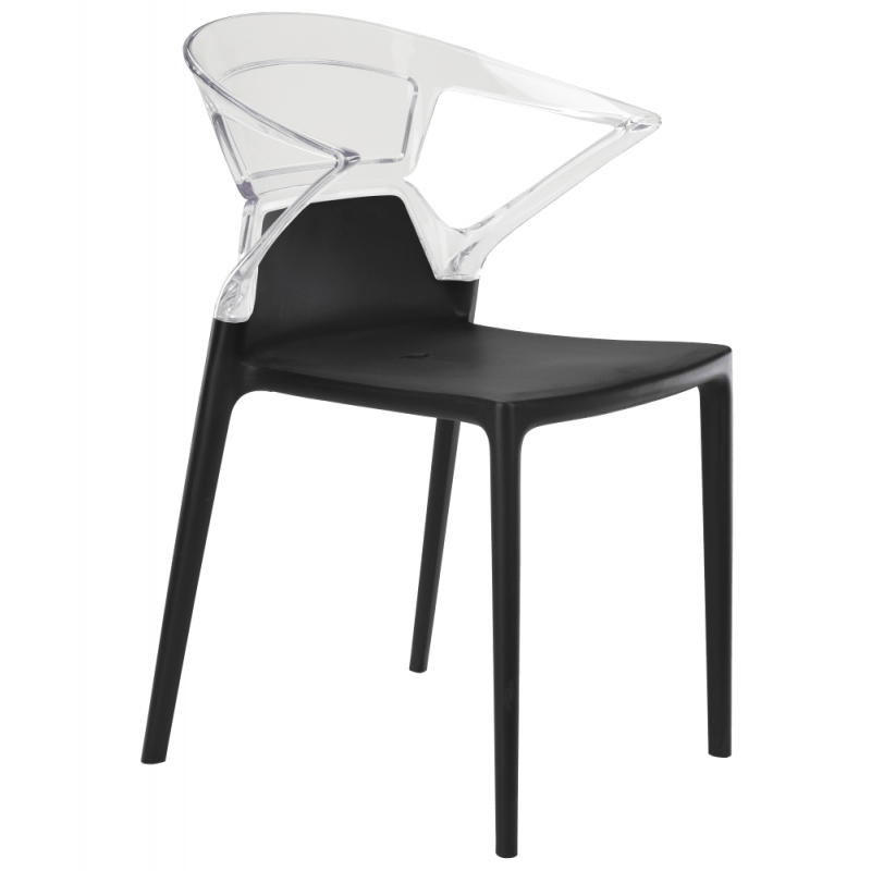 Кресло Papatya Ego-K черное сиденье, верх прозрачно-чистый