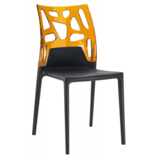 Стул Papatya Ego-Rock черное сиденье, верх прозрачно-оранжевый