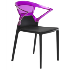 Крісло Papatya Ego-K чорне сидіння, верх прозоро-пурпурний