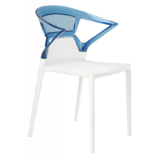 Крісло Papatya Ego-K біле сидіння, верх прозоро-синій