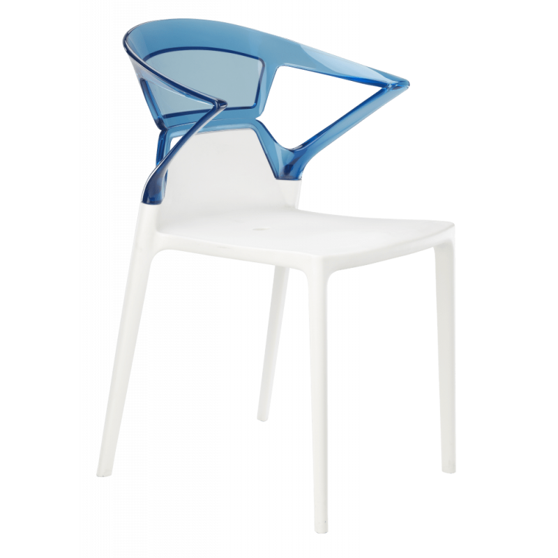 Кресло Papatya Ego-K белое сиденье, верх прозрачно-синий