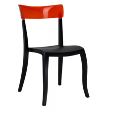 Стілець Papatya Hera-S чорне сидіння, верх прозоро-червоний