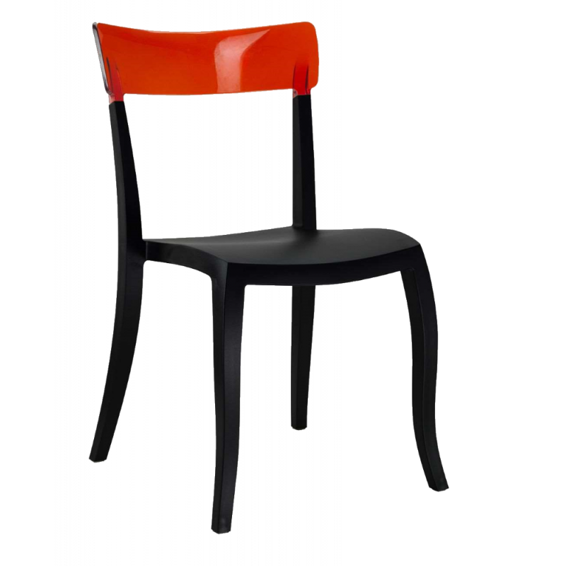 Стул Papatya Hera-S черное сиденье, верх прозрачно-красный