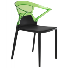 Крісло Papatya Ego-K чорне сидіння, верх прозоро-зелений