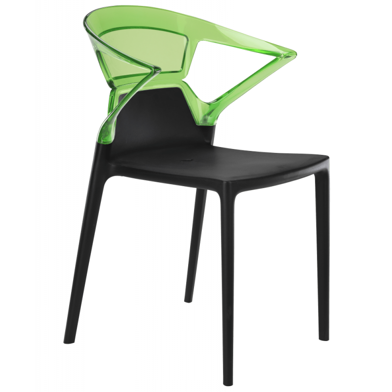 Крісло Papatya Ego-K чорне сидіння, верх прозоро-зелений