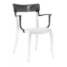 Крісло Papatya Hera-K біле сидіння, верх прозоро-димчастий