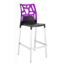 Барный стул Papatya Ego-Rock антрацит сиденье, верх прозрачно-пурпурный
