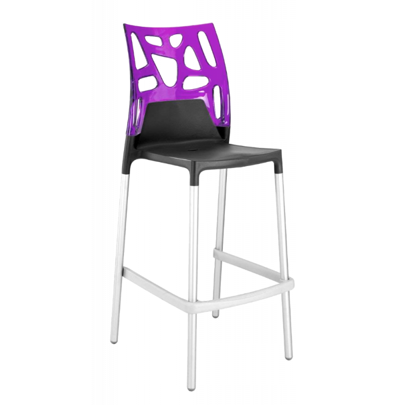 Барний стілець Papatya Ego-Rock антрацит сидіння, верх прозоро-пурпурний