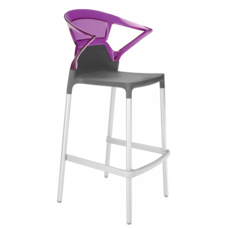 Барное кресло Papatya Ego-K антрацит сиденье, верх прозрачно-пурпурный