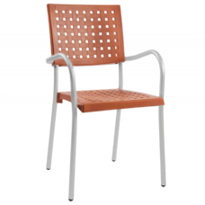 Кресло Papatya Karea оранжевое, база алюминий
