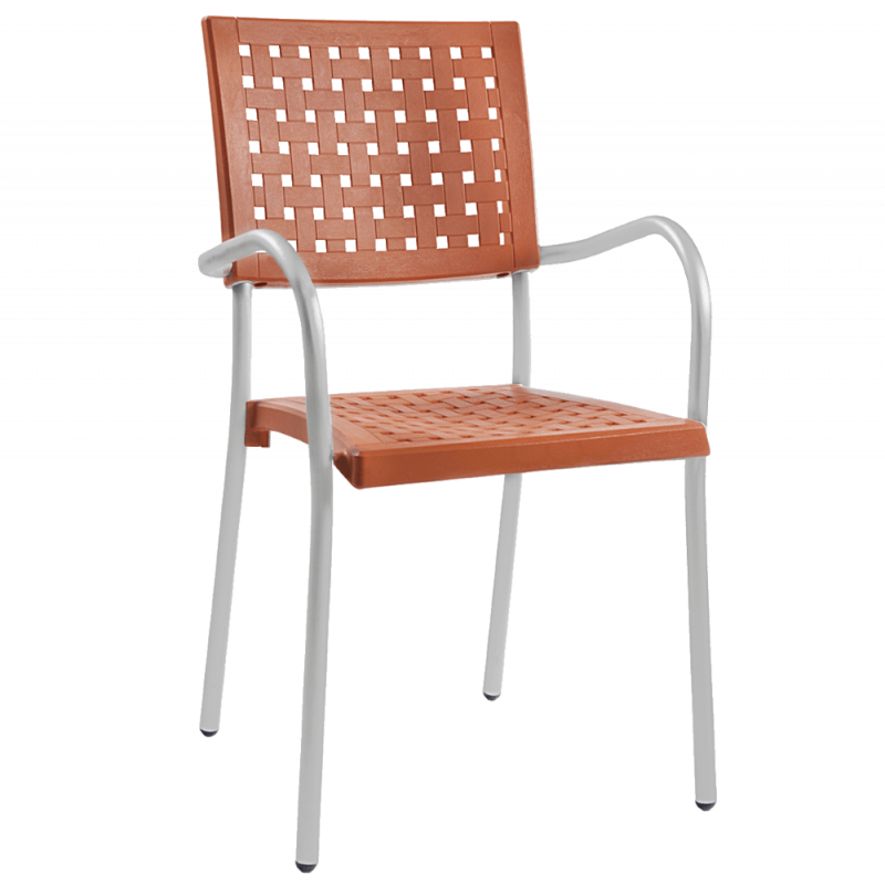 Кресло Papatya Karea оранжевое, база алюминий