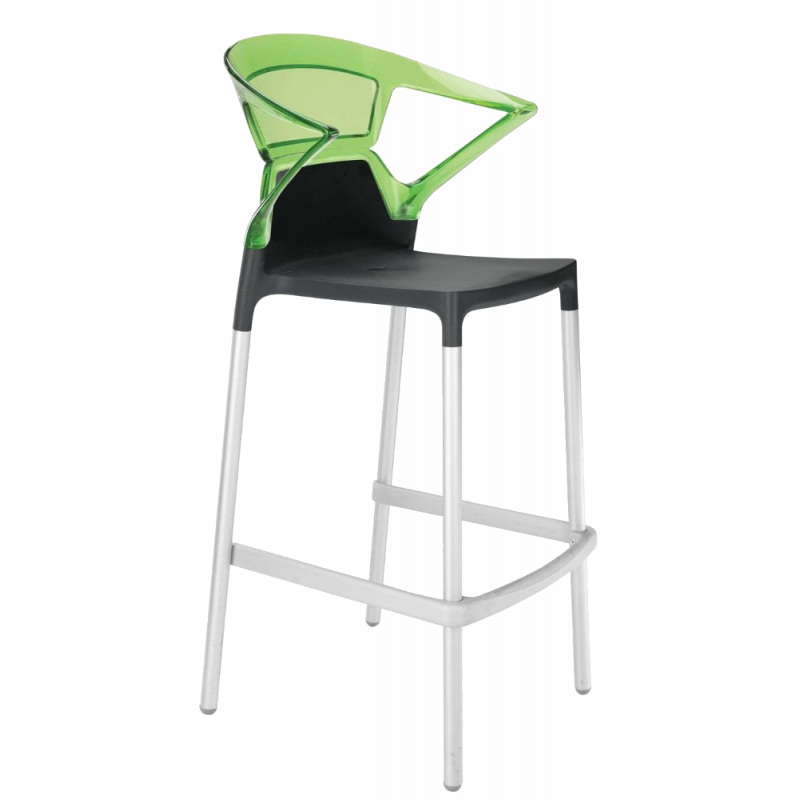 Барное кресло Papatya Ego-K черное сиденье, верх прозрачно-зеленый