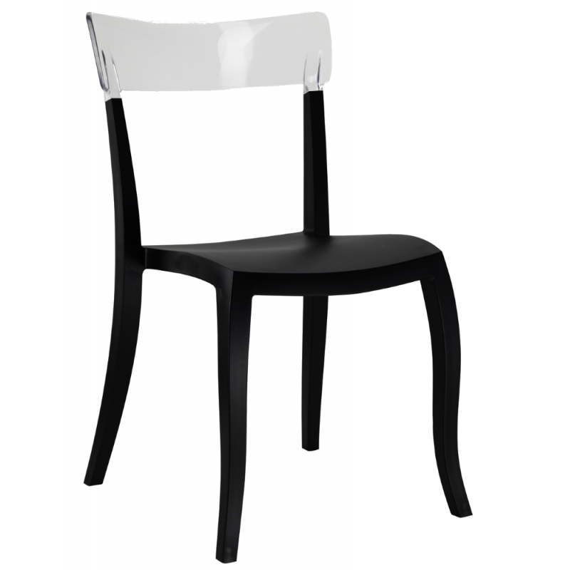 Стул Papatya Hera-S черное сиденье, верх прозрачно-чистый
