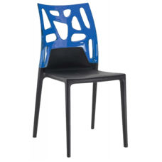 Стул Papatya Ego-Rock черное сиденье, верх прозрачно-синий
