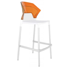Барный стул Papatya Ego-S белое сиденье, верх прозрачно-оранжевый