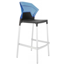 Барный стул Papatya Ego-S антрацит сиденье, верх прозрачно-синий
