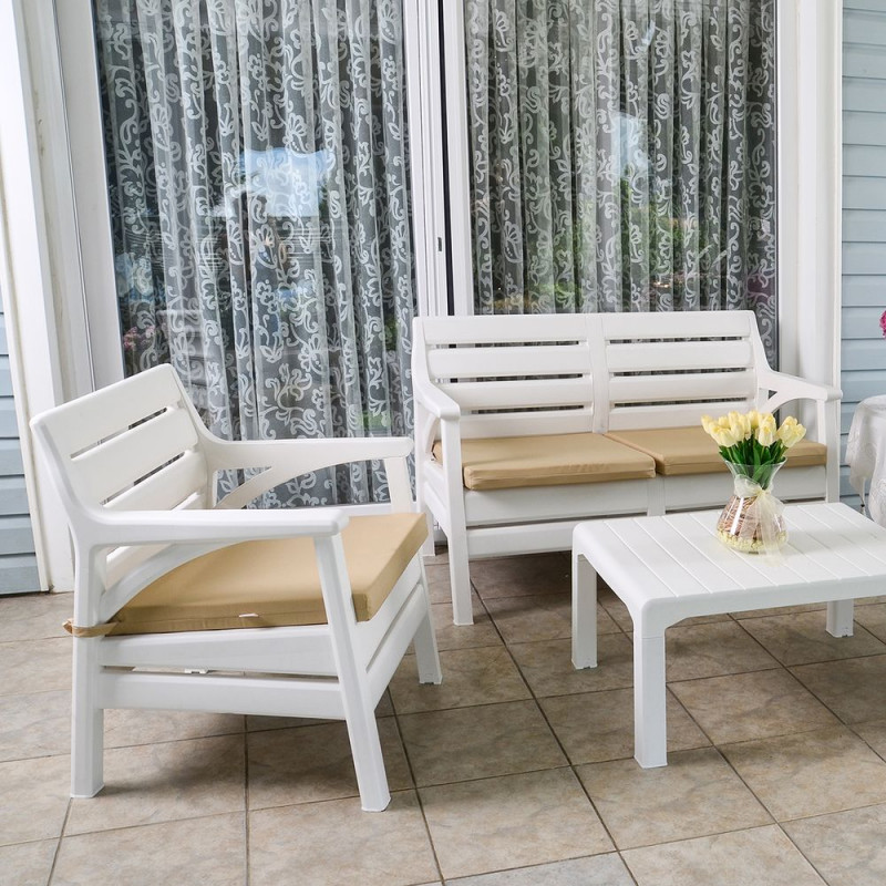 Набір меблів Irak Plastik Маямі (2 крісла + лава + столик) білий