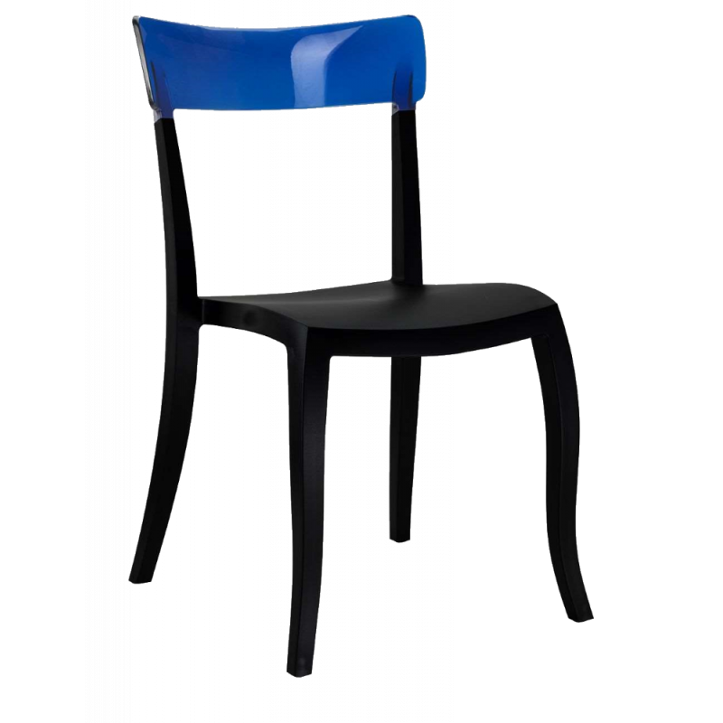 Стул Papatya Hera-S черное сиденье, верх прозрачно-синий