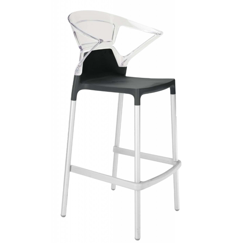 Барное кресло Papatya Ego-K черное сиденье, верх прозрачно-чистый