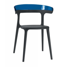 Кресло Papatya Luna черное сиденье, верх прозрачно-синий