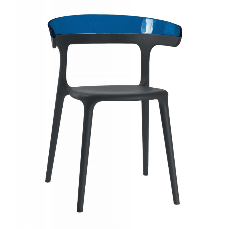 Кресло Papatya Luna черное сиденье, верх прозрачно-синий