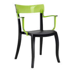 Крісло Papatya Hera-K чорне сидіння, верх прозоро-зелений