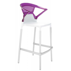 Барное кресло Papatya Ego-K белое сиденье, верх прозрачно-пурпурный