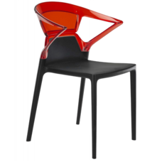 Крісло Papatya Ego-K чорне сидіння, верх прозоро-червоний