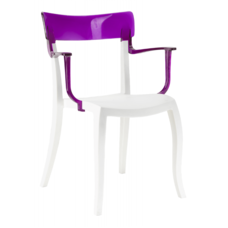 Крісло Papatya Hera-K біле сидіння, верх прозоро-пурпурний