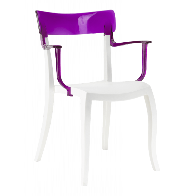 Крісло Papatya Hera-K біле сидіння, верх прозоро-пурпурний