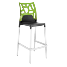 Барный стул Papatya Ego-Rock антрацит сиденье, верх прозрачно-зеленый