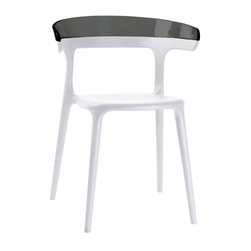 Кресло Papatya Luna белое сиденье, верх прозрачно-дымчатый