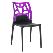 Стул Papatya Ego-Rock черное сиденье, верх прозрачно-пурпурный